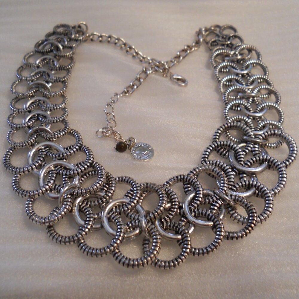 Liz Claiborne - Textured Circle Bib Necklace  12-31